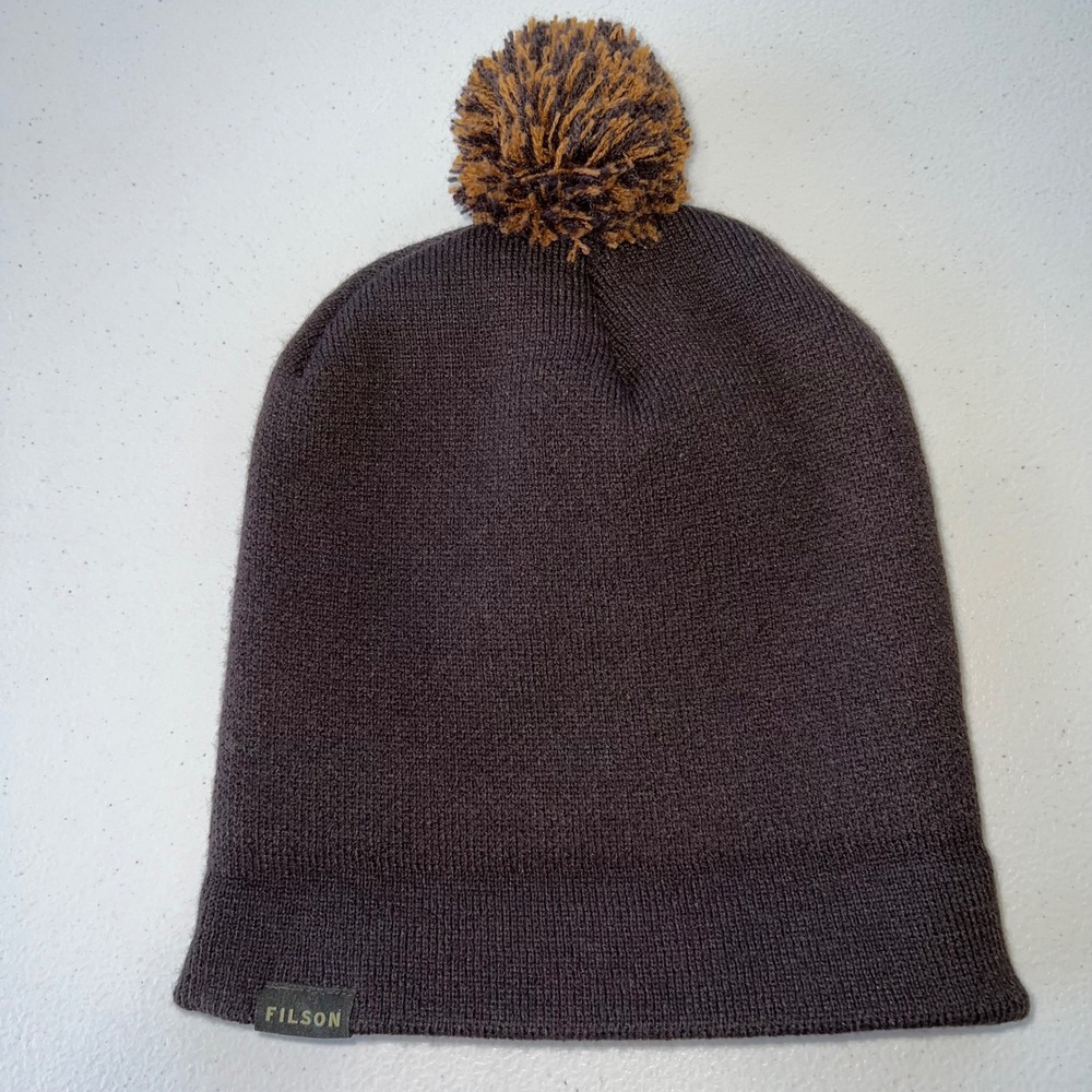 Filson Smokey Bear Knit Beanie Hattie Made In USA Brown Pom Pom - Picture 3 of 7